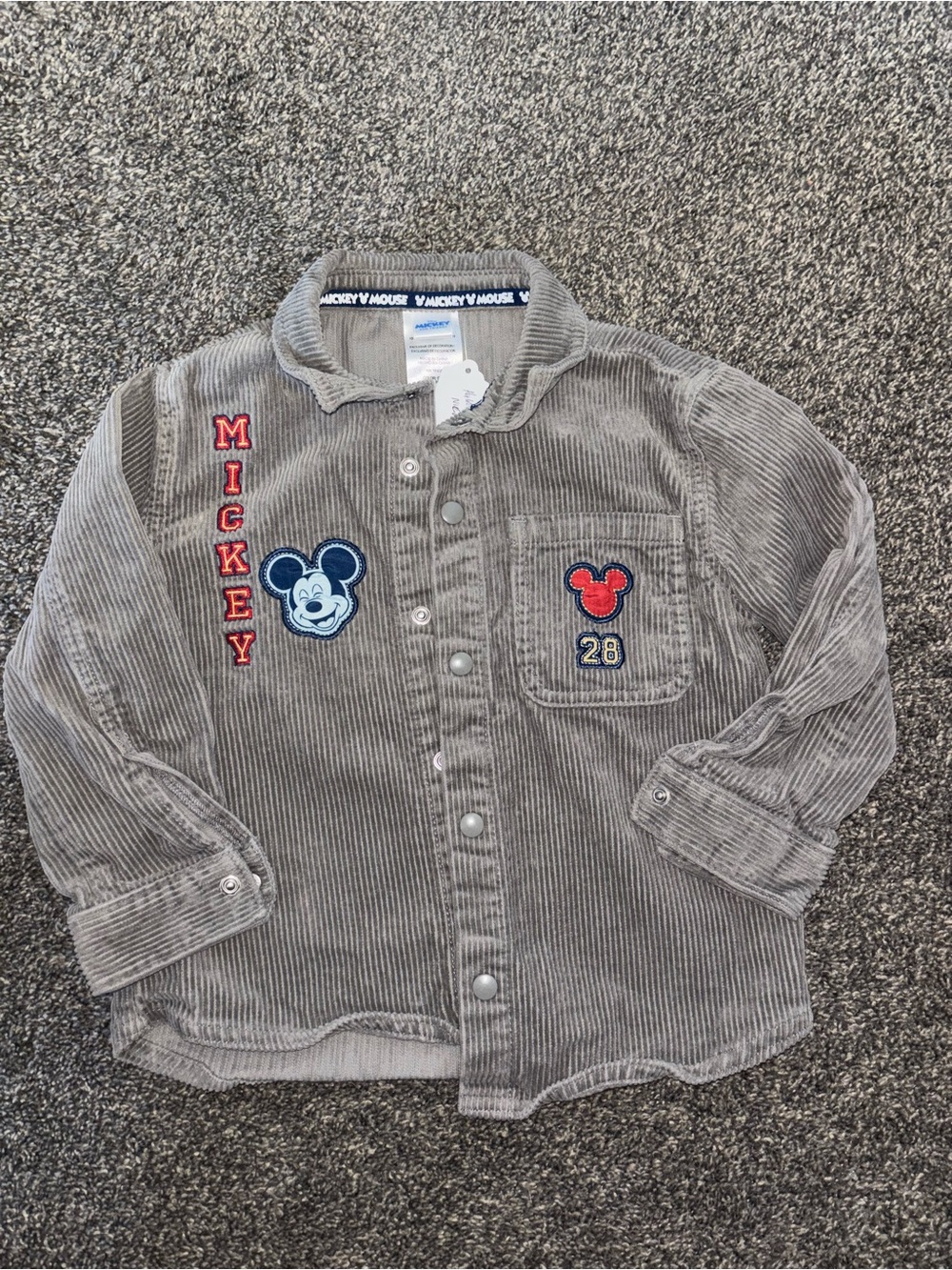 Mickey Mouse Corduroy Button-Up Shirt Jacket - Gray